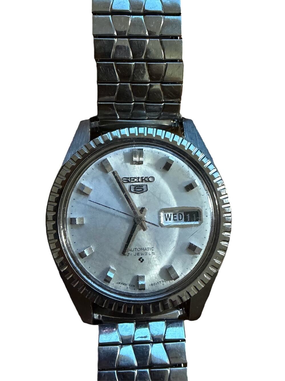 Seiko 5 Automatic Watch Silver Dial Stainless Steel Day Date Men's
